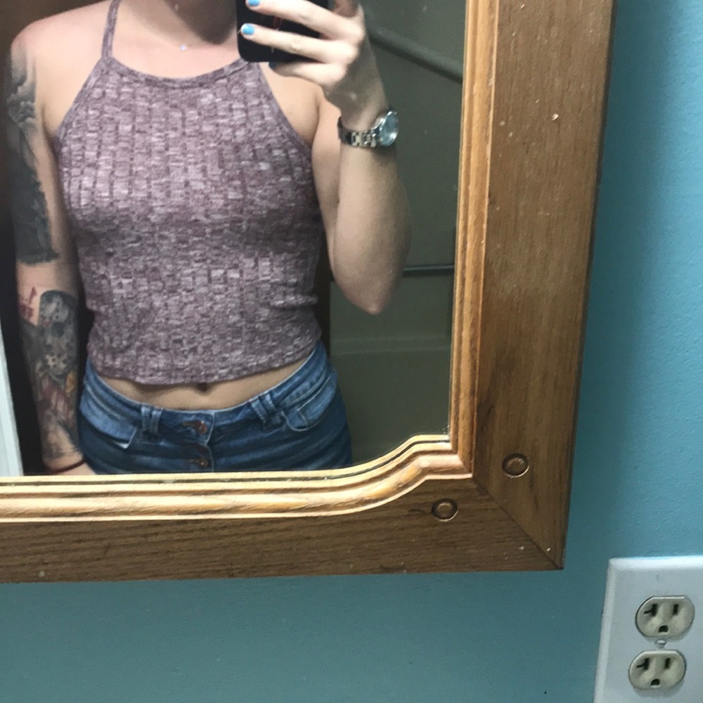 Knitted Burgundy halter crop